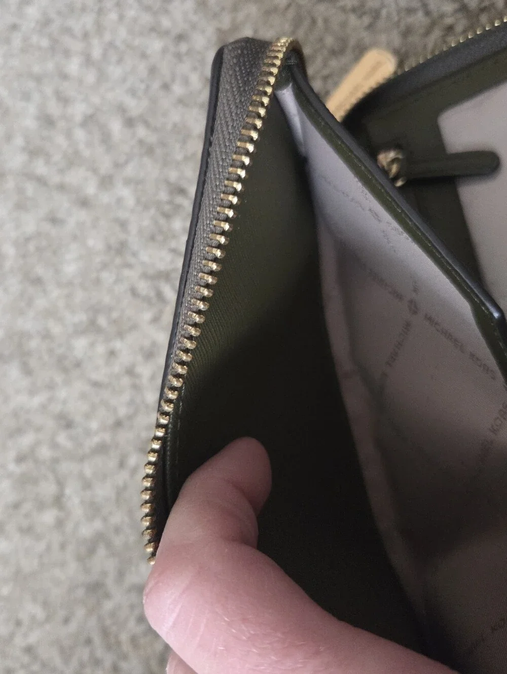 Michael Kors Olive Green Pebbled Leather Wristlet Wallet